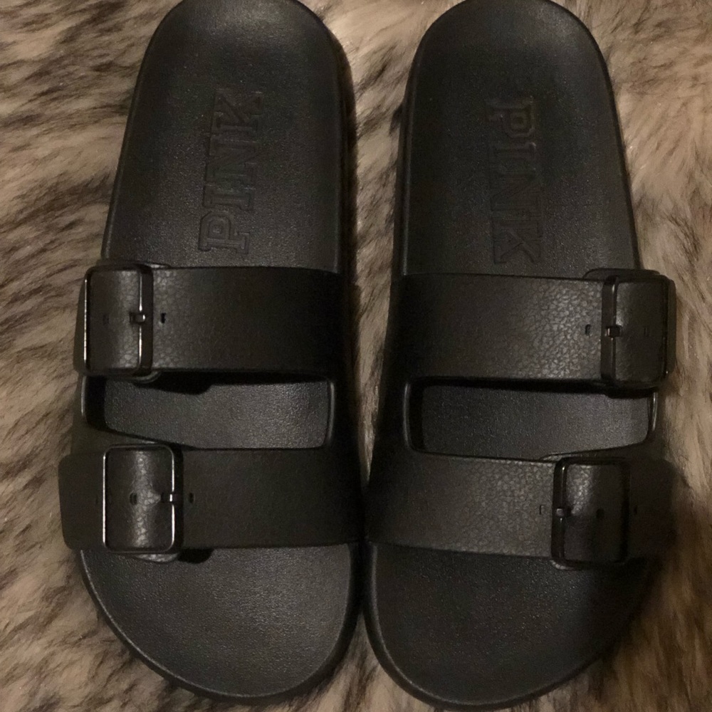 Victoria’s Secret Pink Double Buckle Slides